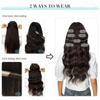 DOORES Clip in Human Hair Extensions - Ombre Medium Brown Highlighted Golden Blonde, 120g 7pcs 20 Inch Remy Straight Thick Natural Hair