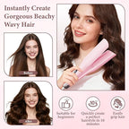 Hair Waver Hair Crimper for Women, Hair Crimper Tool Curling Iron Waver for Natural Waves and Soft Beach Hair Wave Curling Iron with 30S Fast Heating & PTC Heater 110-220V, Pink