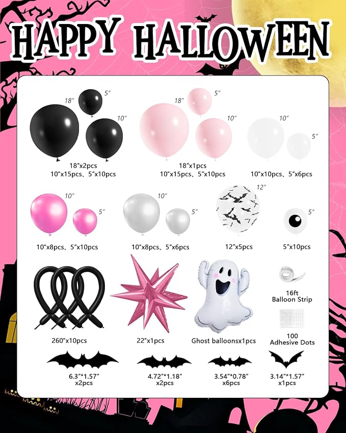 Halloween Balloon Arch Garland Kit, Explosion Star Ghost Foil Balloons - Image 2
