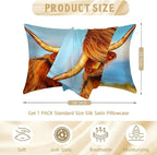 Satin Pillowcase with Zipper for Hair and Skin Farmhouse Highland Cow 1 Pack Soft Silk Pillow Case Standard Size Wrinkle-Free Smooth and Cooling Satin Pillow Cover 20”x26”