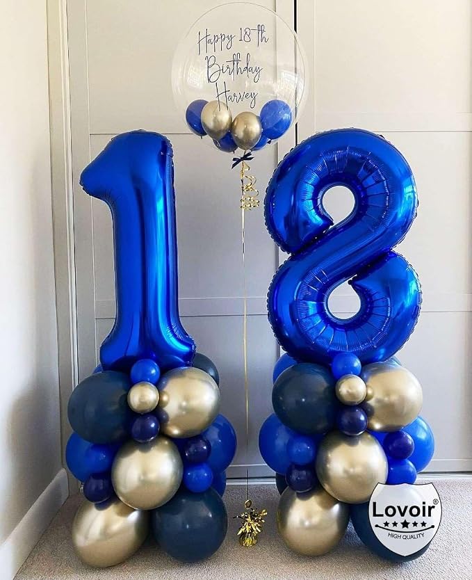 Navy Blue 18 Number Balloons, 40 Inch Giant Number 18 Balloons Foil Mylar - Image 6