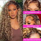 30inch Highlight Ombre Lace Front Wig Human Hair 13x6 HD Honey Blonde 4/27 Deep Wave Lace Frontal Wigs Glueless Wigs Human Hair