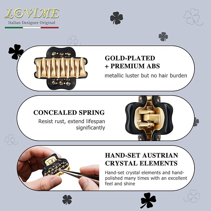 2026 Premium Durable Hair Claw Clip for Women, Original Italian Designed Strong Grip Hair Bang Clips for Thin Hair, No Slip Jaw Clips with Gift Box for Christmas Birthday Girls, 1.2" Black Minimal