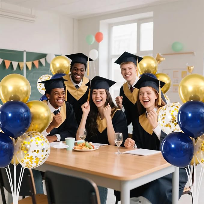 4 Sets Navy Blue Gold Balloons Stand - Image 2