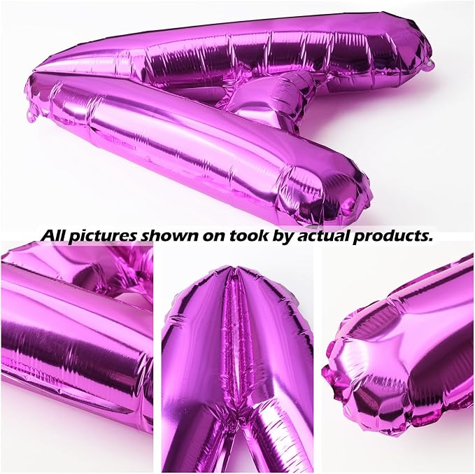 16 Inch 52Pcs Purple Letter Balloons, Reusable Shiny A-Z Foil Balloon Letters - Image 2