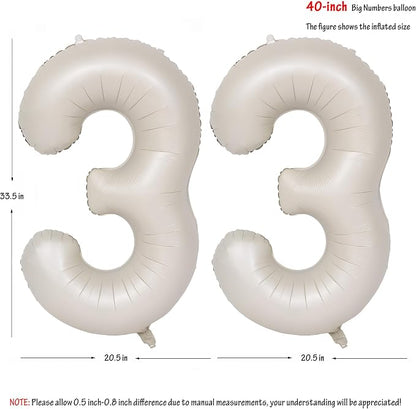 40 In Cream white Number Balloons Helium Foil Mylar Balloon Digital 33 | - Image 2