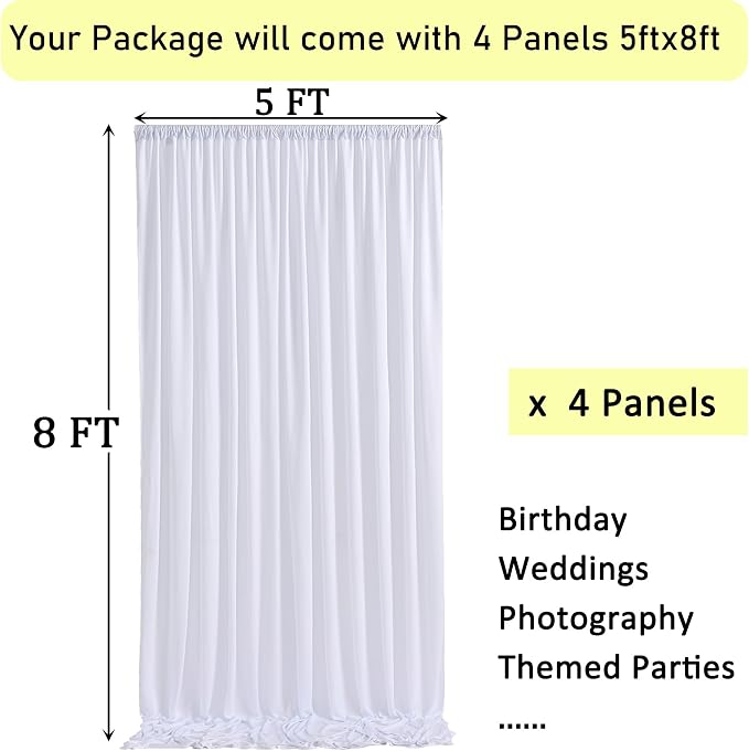 20ft x 8ft Wrinkle Free White Backdrop Curtains - Image 6