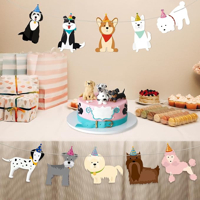 Hooqict Dog Birthday Banner Puppy Themed Party Decorations Dog Garland Banner - Image 2