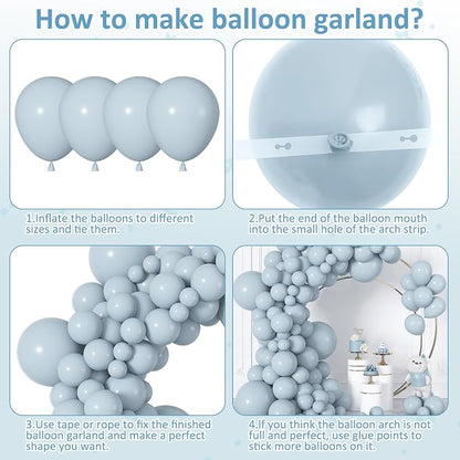 164Pcs Dusty Blue Balloons Garland Arch Kit Different Sizes | 18 12 10 5 inch - Image 7