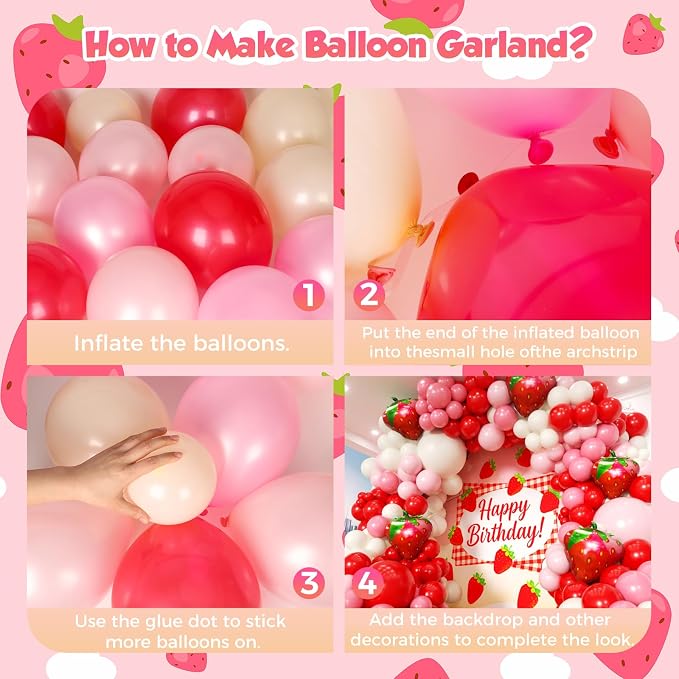 Strawberry Balloons Garland Arch Kit 163pcs - Image 3