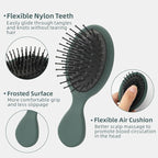 Mini Hair Bursh for Women,girls-Protable Travel Size Hair Brush for Pockets,Purse,backpack-Mini Detangler Brush for All Hair Types,Small Hair Brush for Detangling (1 Pack-Green)