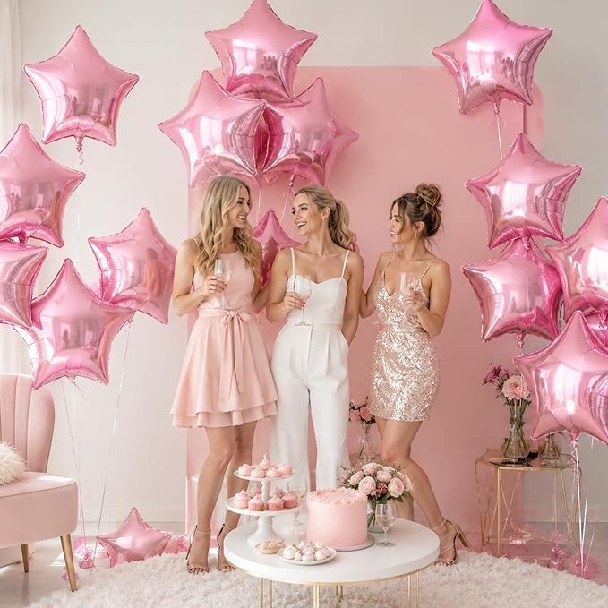 Pink Star Balloons, 18 Inches Star Foil Balloons - Image 5