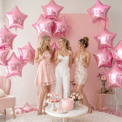 Pink Star Balloons, 18 Inches Star Foil Balloons - Image 5