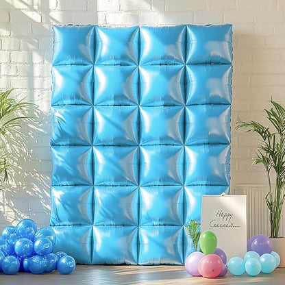 NISOCY 25PCS Pearl Blue Square Foil Balloons Wall Backdrop | Double Sided Light - Image 5