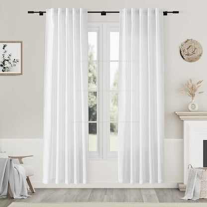 White Linen Curtains 80 inches Long by Nanspring