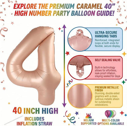 40 Inch Caramel Foil Number 4 Balloon - Image 2