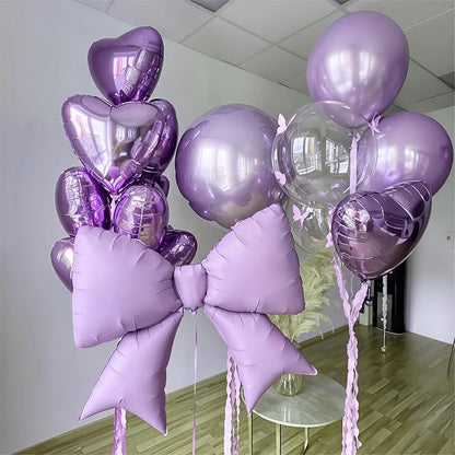 38 Inch Purple Bow Foil Balloons, Giant Light Purple Mylar Bow Shaped Balloons - Image 6