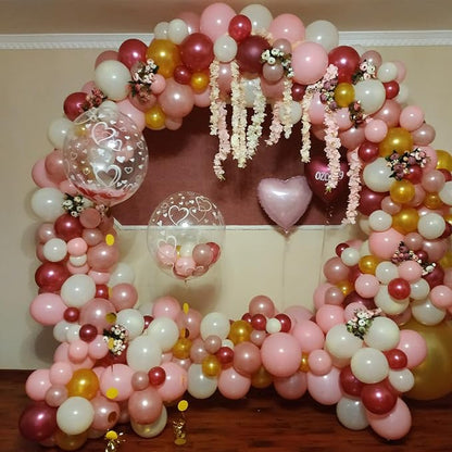 Burgundy Red and Pink Balloons, 60 Pack 12in Rose Gold Wine Red Light Pink - Image 4