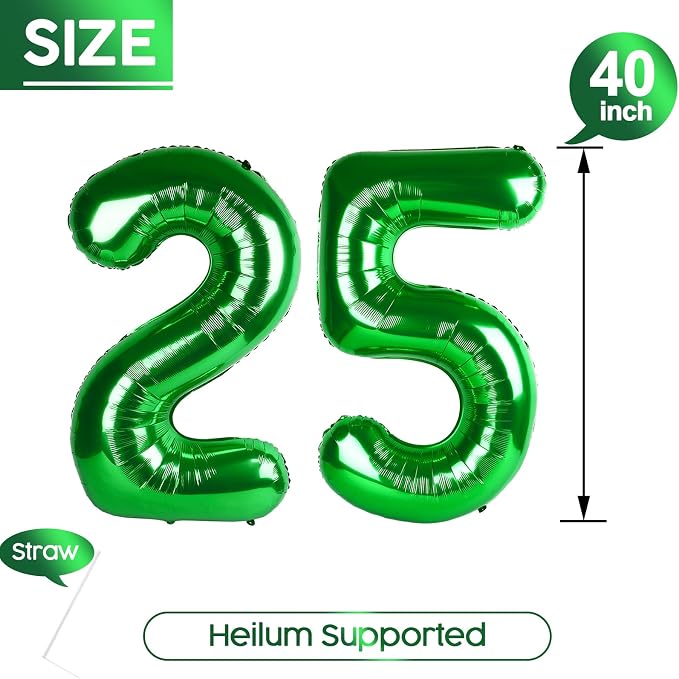 25 Balloon - Green Birthday Number Balloons, 40 Inch Decorations Men Women | - Image 5