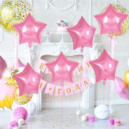 20 Pcs Star Balloons, 18 Inch Pink Star Foil Balloons, Stars Shaped Balloon - Image 3