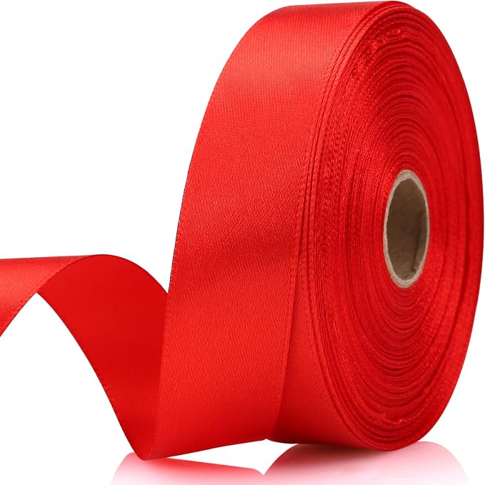7/8 Inch 30 Yards Red Satin Craft Ribbon-Single Face Polyester Ribbon by Unknown