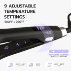 iQUE Flat Iron Hair Straightener & Curler 2-in-1 | Titanium Plates with Ionic Function | Heats in 2 Sec | Adjustable Temp up to 480°F | LCD Display | Dual Styling Tool | Dual Voltage 100-240V | 1.75"