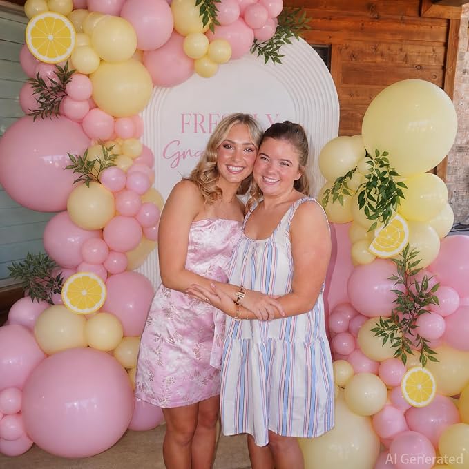 Pink Yellow Balloon Arch Kit for Lemon Baby Shower Birthday Decor | 124Pcs Maca - Image 6