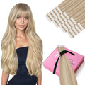 YoungSee Human Hair Tape in Extensions for Women Tape in Blonde Hair Extensions 20In 20pcs 50g Tapes Hair Extensions Real Human Hair Highlight Blonde Natural Looking