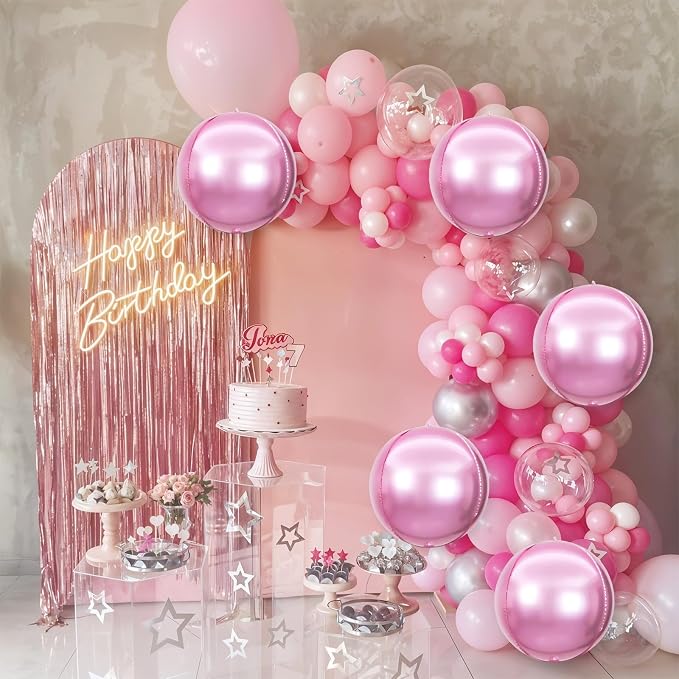 Adorely 6Pcs Pink Round Foil Balloons, Giant 4D Round Ball Balloons, 22 Inch - Image 7