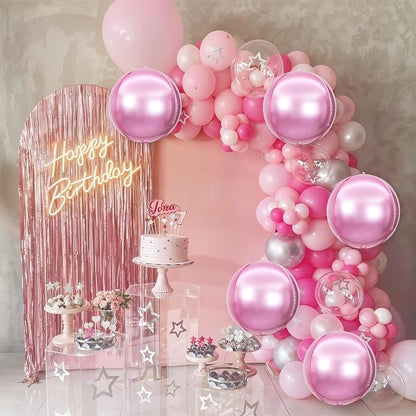 Adorely 6Pcs Pink Round Foil Balloons, Giant 4D Round Ball Balloons, 22 Inch - Image 7