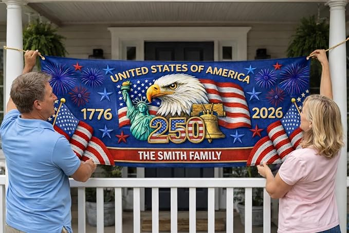Personalized 250 Years of Freedom USA Banner 1776-2026, Patriotic American - Image 2