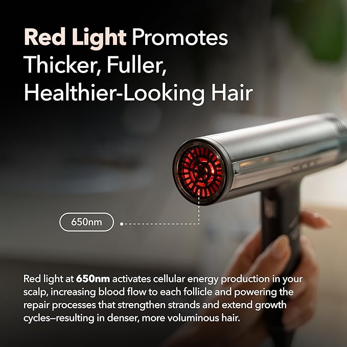 DryQ Smart Hair Dryer from SRILabs | Infrared and Ionic Technology - Lightweight + Foldable - Powerful + Quiet - 3 Magnetic Attachments - Heat Control with Locking Switch - Limited Edition (Magenta)
