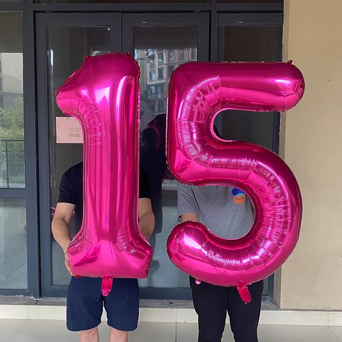 Jonhamwelbor 15 Balloon Number Hot Pink 15 Foil Mylar Jumbo Giant Big Large 51 - Image 4
