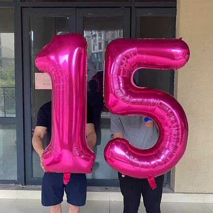Jonhamwelbor 15 Balloon Number Hot Pink 15 Foil Mylar Jumbo Giant Big Large 51 - Image 4