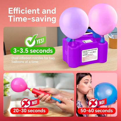 Electric Balloon Pump, 110V 600W Portable Dual Nozzles Balloon Pump, Air Pump - Image 2