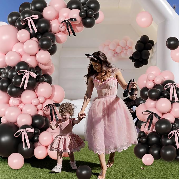141Pcs Pink and Black Balloon Arch Kit, Birthday Decorations | Pink and Black - Image 3