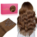 WENNALIFE Clip in Hair Extensions Real Human Hair, 24 Inch 120g 7pcs Human Hair Extensions Clip In Human Hair, Light Auburn Brown Hair Extensions Clip In Real Hair Coloured Remy Human Hair Extensions