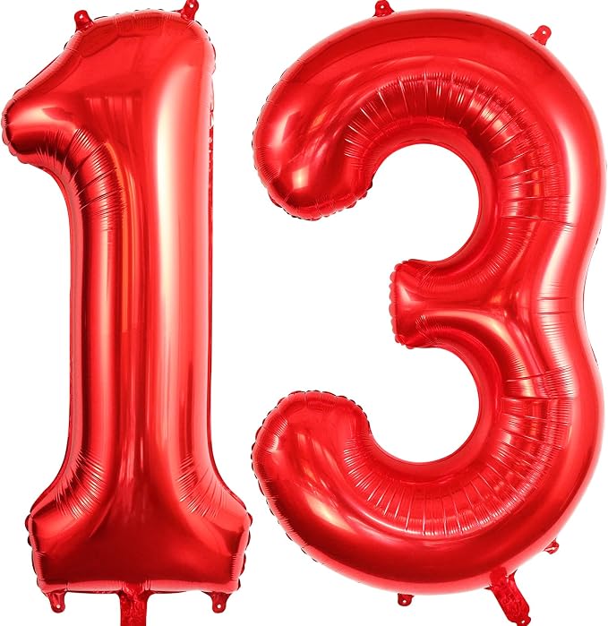 13 Balloon Numbers, Large 13 or 31 Foil Balloons, Big Number Balloon 40 Inch by TOTAFAM