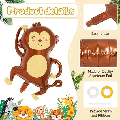 6 Pcs Safari Balloons, Jungle Safari Animals Foil Balloons, Giant Zoo Animal - Image 5