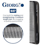 Giorgio G27 Handmade All Fine Tooth Pocket Comb, Hair Comb Straightener for Everyday Grooming Styling Hair, Mustache and Beard for Men Women and Kids, Saw Cut and Polished (Tortoiseshell)