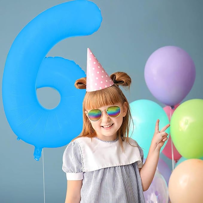 Fluorescent Blue Number Balloon 40 inch Giant Foil Helium Balloons Blue Number - Image 4
