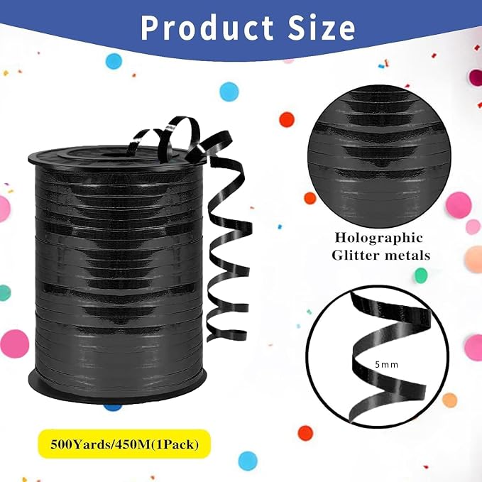 500 Yard Premium Black Curling Ribbon, Curling Ribbon - Image 2