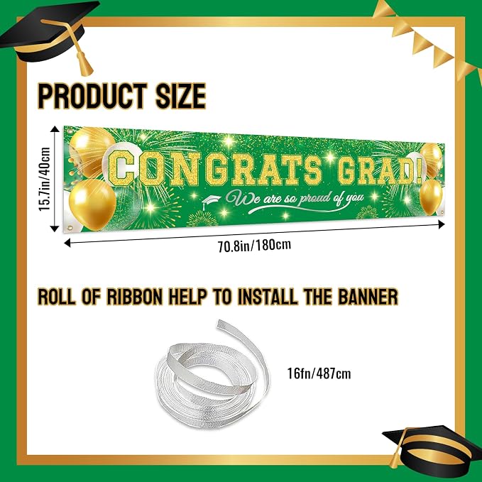 Class of 2026 Graduation Banner, Congrats Grad Yard Sign Outdoor Decoration - Image 2