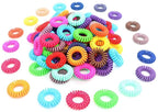 79STYLE 50Pcs Spiral Hair Ties Matte No Crease Coil Hair Ties Colorful Bulk Hair Coils Telephone Phone Cord Coil Plastic Ponytail Holder For Girls Women (Candy -Small Szie)