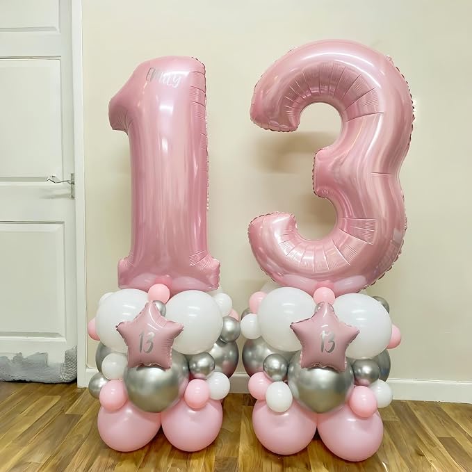 Pastel Pink Number 3 Balloon, 40 Inch Giant Pearl Light Pink Helium Foil Number - Image 7