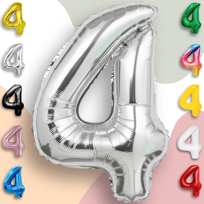Silver Number Balloon 4 Mylar Foil Balloons 40 inch - Image 5
