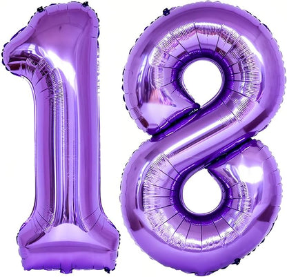 Number 18 Purple Balloons 40 Inch Giant Purple 18 Number Foil Helium Balloons by LHOAVWE