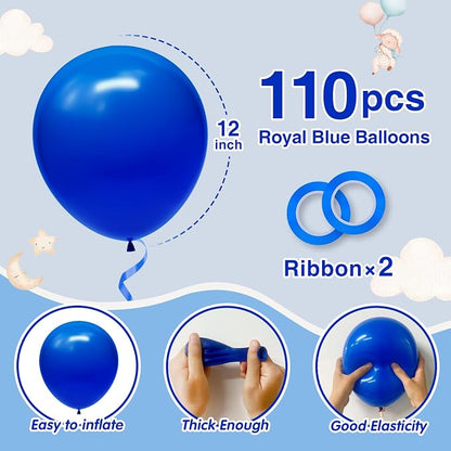 110pcs Royal Blue Balloons 12 Inch Blue Latex Balloon Garland Arch Kit - Image 2