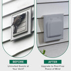 NO-PEST VENT, Exclusive Dual Door Dryer Vent Cover Outdoor 4 inch with Collar, Made in USA w Highest UV Resistant Plastic in any Outdoor Vent Cover (Slate Grey, 4" Plastic WIth Collar)