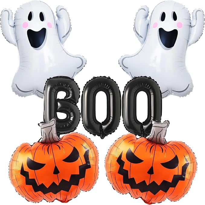 7PCS Ghost Balloons BOO Pumpkin Foil Balloons Halloween Mylar Balloons | by LYXIHAP